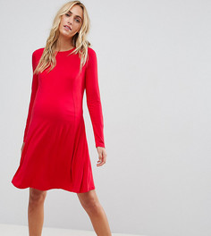 Короткое приталенное платье с длинными рукавами ASOS Maternity - Красный