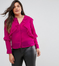 Полупрозрачная блузка с рюшами Fashion Union Plus - Розовый