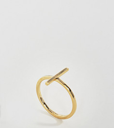 Позолоченное серебряное кольцо с планкой ASOS - Золотой