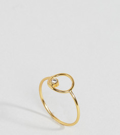 Кольцо из позолоченного серебра с круглой отделкой и камнем ASOS - Золотой
