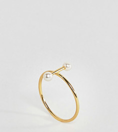 Позолоченное серебряное кольцо с жемчугом ASOS - Золотой
