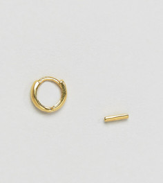 Непарные серьга-гвоздик и серьга-кольцо из позолоченного серебра ASOS - Золотой