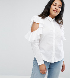 Блузка с оборками и вырезами на плечах Influence Plus - Белый