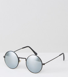 Круглые солнцезащитные очки с зеркальными стеклами в черной оправе Reclaimed Vintage - Черный