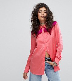 Атласная рубашка с отделкой в стиле вестерн Sacred Hawk - Розовый