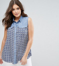 Контрастная джинсовая рубашка с принтом Koko - Мульти