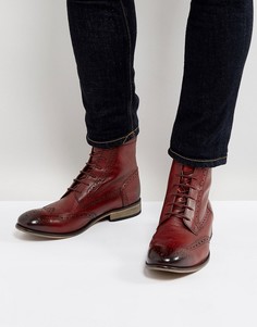 Бордовые кожаные броги на шнуровке ASOS - Красный