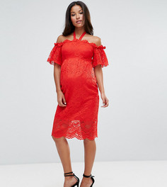 Кружевное платье с широким вырезом Hope & Ivy Maternity - Красный