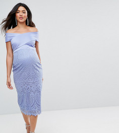 Платье миди с кружевной юбкой ASOS Maternity - Синий