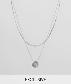 Серебристое многоярусное ожерелье с подвеской-медальоном Chained & Able эксклюзивно для ASOS - Серебряный