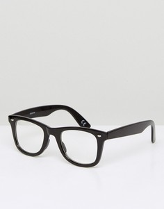 Квадратные очки в черной оправе с прозрачными стеклами ASOS - Черный