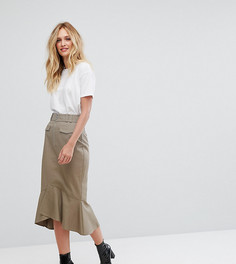 Юбка миди с молнией и карманами ASOS TALL - Зеленый