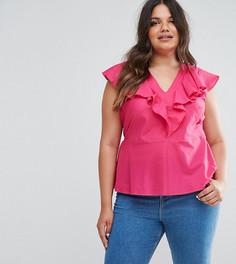 Топ с оборкой и поясом ASOS CURVE - Розовый