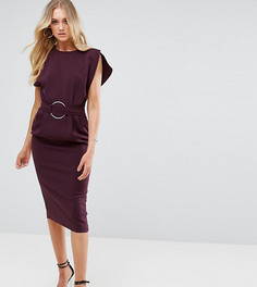 Платье миди с разрезами на рукавах и кольцом на талии ASOS TALL - Черный