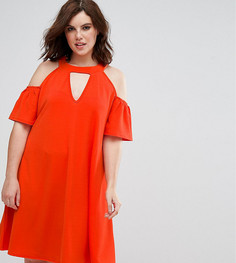 Свободное платье с вырезом капелькой и открытыми плечами Pink Clove - Оранжевый