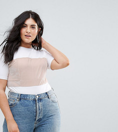 Боди с бархатным корсетом ASOS CURVE - Кремовый