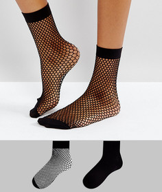 Комплект из 2 пар черных сетчатых носков ASOS - Черный