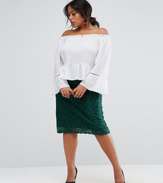 Кружевная юбка-карандаш миди Rage Plus - Зеленый