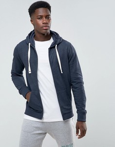 Темно-синий меланжевый худи на молнии с логотипом-флагом Tommy Hilfiger - Темно-синий