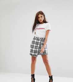 Юбка мини с запахом и бахромой по нижнему краю Missguided - Белый