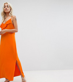 Платье макси с оборками ASOS PETITE - Оранжевый