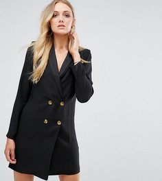 Платье с лацканами и золотистыми пуговицами ASOS TALL - Черный