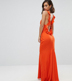 Платье макси с открытой спиной и оборкой Jarlo Petite - Оранжевый