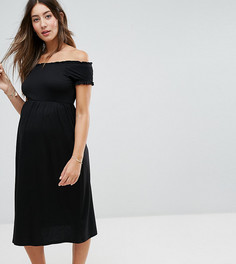 Платье миди с открытыми плечами New Look Maternity - Черный