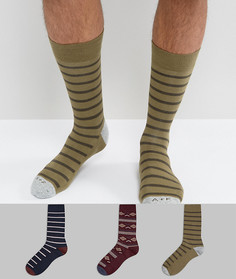 Набор из 3 пар носков в темно-синюю полоску и с бордовым узором Abercrombie & Fitch - Мульти