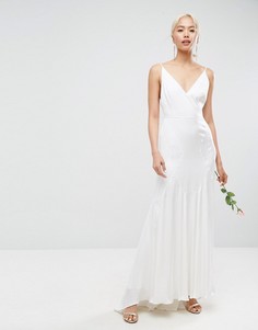 Платье макси на бретельках с декоративными швами ASOS BRIDAL - Белый