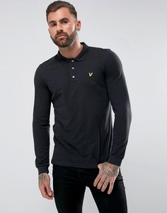 Черная футболка-поло с длинными рукавами и логотипом Lyle & Scott - Черный