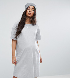 Платье-футболка с закатанными рукавами ASOS Maternity - Серый