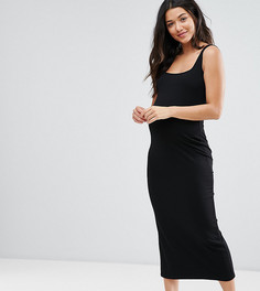 Платье макси в рубчик с бретельками ASOS Maternity - Черный