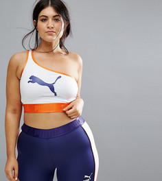 Спортивный бюстгальтер на одно плечо Puma эксклюзивно для ASOS Plus - Темно-синий