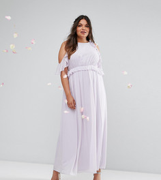 Платье макси с оборками TFNC Wedding Plus - Фиолетовый