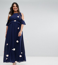 Платье макси с оборками TFNC Wedding Plus - Темно-синий