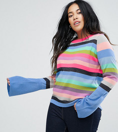 Джемпер в разноцветную полоску с расклешенными рукавами ASOS CURVE - Мульти