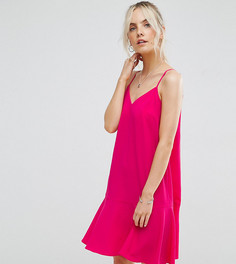 Платье на тонких бретельках с оборкой на подоле New Look Petite - Розовый