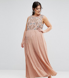 Декорированное платье макси с плиссировкой Lovedrobe Luxe - Розовый