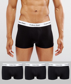 Набор из 3 пар эластичных хлопковых боксеров-брифов с заниженной талией Calvin Klein - Черный