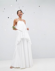 Платье макси с оборками ASOS BRIDAL - Кремовый