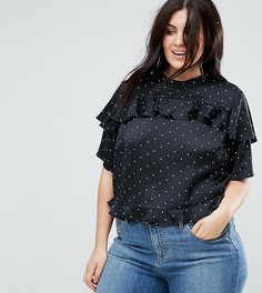 Кроп-топ в горошек с оборками ASOS CURVE - Мульти