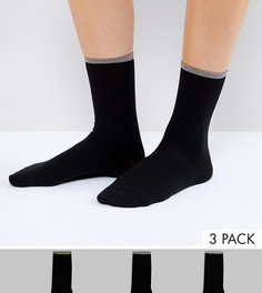 3 пары носков с отделкой металлик Monki - Черный