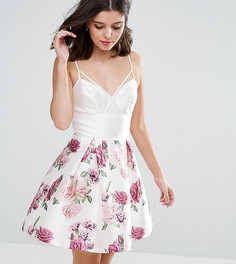 Платье мини с топом-корсетом и цветочным принтом Chi Chi Petite - Мульти
