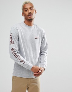 Серый лонгслив с принтом на рукаве Vans World No1 V00WDTATH - Серый