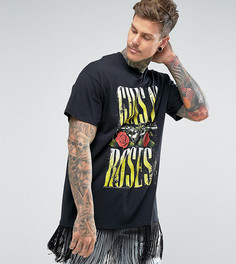 Оверсайз-футболка с принтом Guns N Roses и бахромой Reclaimed Vintage Inspired - Черный