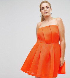Платье мини из сетчатой ткани ASOS CURVE - Оранжевый