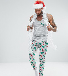 Пижамный комплект с принтом в рождественском стиле ASOS - Серый