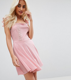 Кружевное короткое приталенное платье Miss Selfridge Petite - Розовый