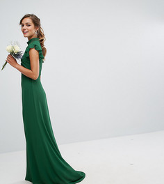 Облегающее шифоновое платье макси с расклешенными рукавами TFNC Petite WEDDING - Зеленый